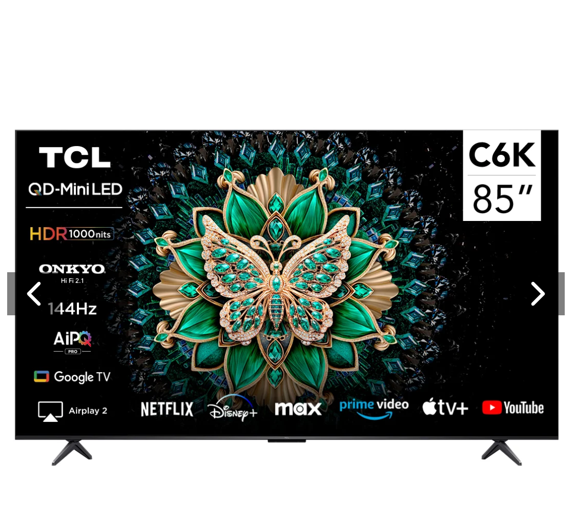 Smart TV 85" TCL 4K Mini LED 85C6K